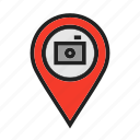 camera, location, map, photography, pin, venue