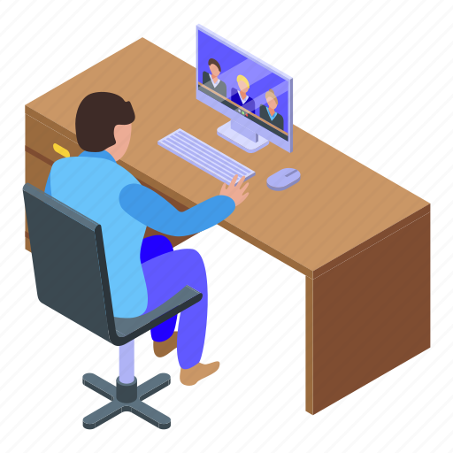 Home, pc, video, call, isometric icon - Download on Iconfinder