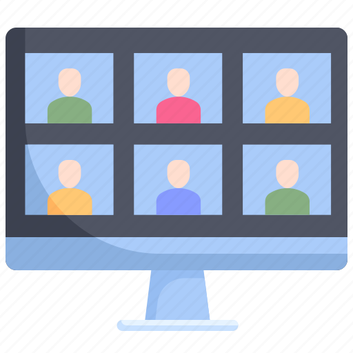 Video, conference, group, computer, screen, online, teamwork icon - Download on Iconfinder
