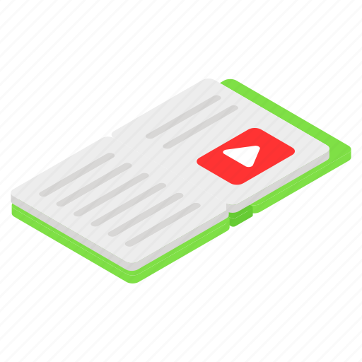 Video tutorial, video logging, book, learning, video editing, notebook icon - Download on Iconfinder
