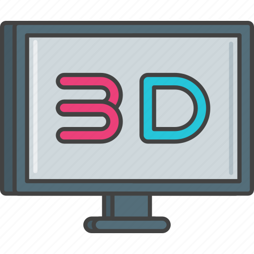 3d, film, monitor, movie, tv icon - Download on Iconfinder