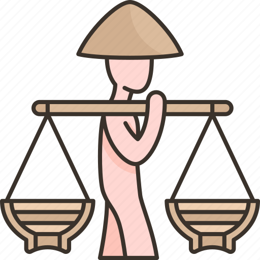 Vietnamese, seller, baskets, traditional, culture icon - Download on Iconfinder