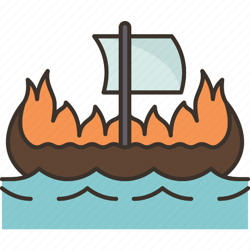 Burial, boat, burning, viking, funeral icon - Download on Iconfinder