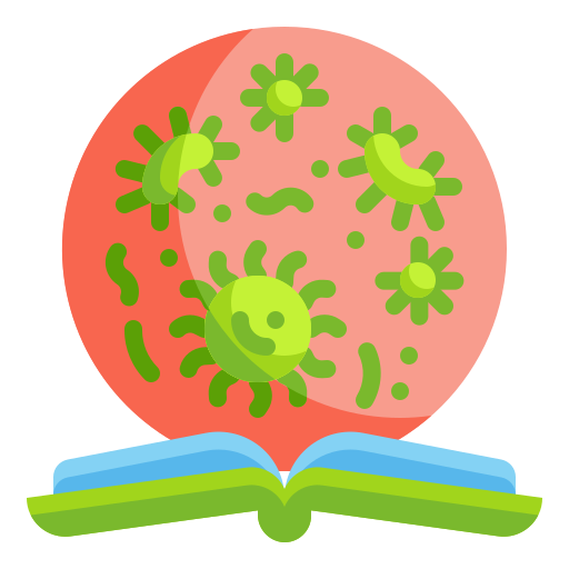 Bacteria, book, education, learning, loupe, search, virus icon - Free download