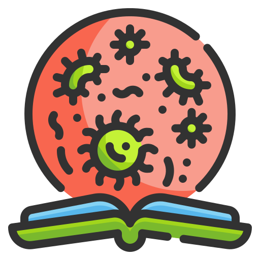 Bacteria, book, education, learning, loupe, search, virus icon - Free download