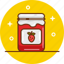 confiture, jam, jar, marmelade, strawberry, strawberry jam 