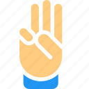 hand, three, vote, gesture