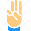 hand, three, vote, gesture 