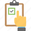 checklist, clipboard checklist, list, selection list, voting list 