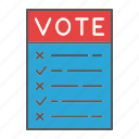 vote, paper, checklist, form, voting, election, ballot