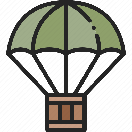 Airdrop, parachute, supplies, army, support, shipment, military icon - Download on Iconfinder