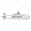 line, military, outline, sea, submarine, transport, weapon 