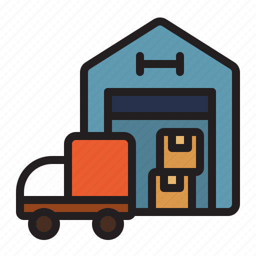 Warehouse, storage, storehouse, depot, truck, building icon - Download on Iconfinder