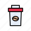 bean, coffee, drink, garbage, papercup 