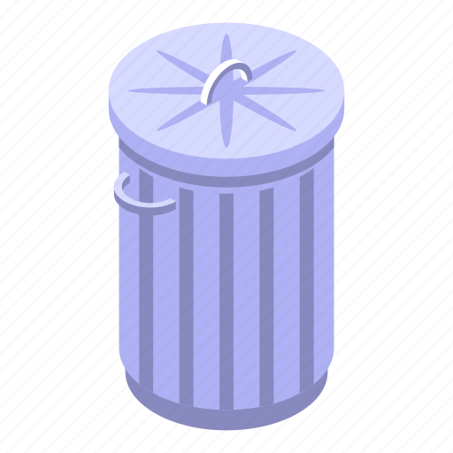 Metal, trash, can, isometric icon - Download on Iconfinder