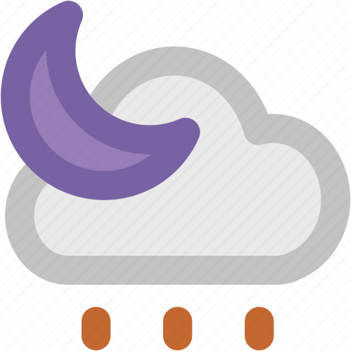 Cloud, crescent, moon, night weather, raindrops, rainy night, sun icon - Download on Iconfinder