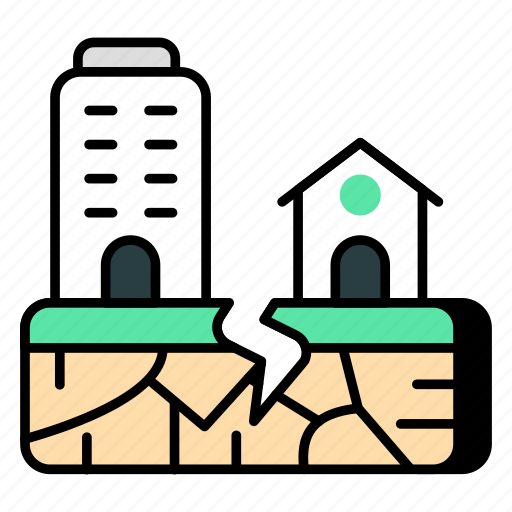 Earthquake, natural disaster, earth tremor, aftershock, cracked buildings icon - Download on Iconfinder