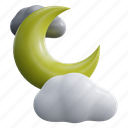 weather, forecast, night, cloudy, moon, clouds, crescent, cloud, sky