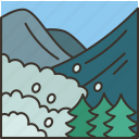 avalanche, snow, slide, disaster, mountain