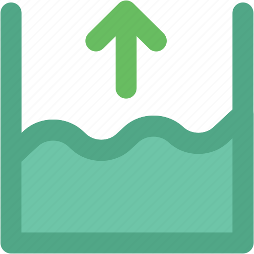 Flood height, ocean height, river, sea level, seawater, up arrow, water height icon - Download on Iconfinder