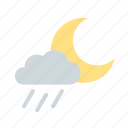 cloudy, forecast, moon, night, rain, rainy, weather