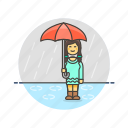 humid, umbrella, weather, protect, rain, wet, woman