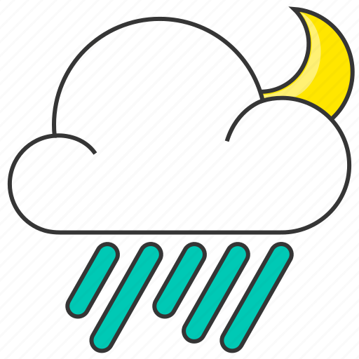 Cloud, forecast, moon, night, rain, rainy icon - Download on Iconfinder