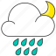 cloud, forecast, moon, nature, night, rain, raindrops 