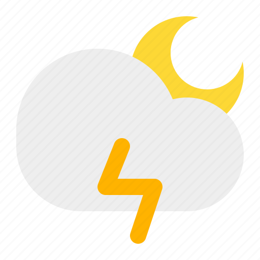 Cloud, moon, night, thunder, weather icon - Download on Iconfinder