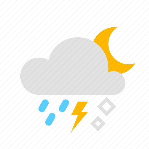 Cloud, hail, moon, night, rain, thunder icon - Download on Iconfinder