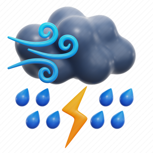 Thunderstorm, rain, weather, 3d illustration 3D illustration - Download on Iconfinder
