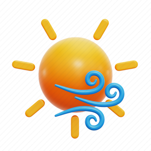 Sun, windy, weather, 3d illustration 3D illustration - Download on Iconfinder