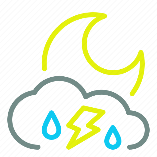 Cloud, lightning, moon, night, rain, weather icon - Download on Iconfinder