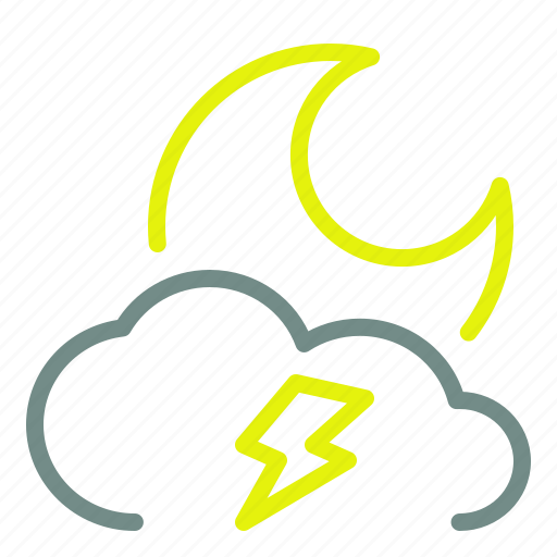Cloud, lightning, moon, night, weather icon - Download on Iconfinder