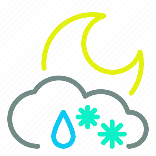 Cloud, moon, night, rain, snow, weather icon - Download on Iconfinder