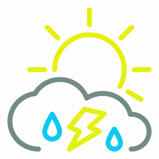 Cloud, day, lightning, rain, sun, weather icon - Download on Iconfinder
