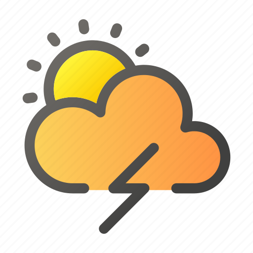 Forecast, sun, thunder, weather, windy icon - Download on Iconfinder
