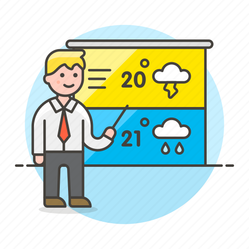 Temperature, reporter, weather, forecasting, male, meteorology, forecast icon - Download on Iconfinder