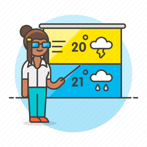 Female, forecast, forecasting, meteorology, reporter, temperature, time icon - Download on Iconfinder