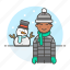 winter, hat, pom, meteorology, gloves, male, snowman, weather, earflap, cold, snow 