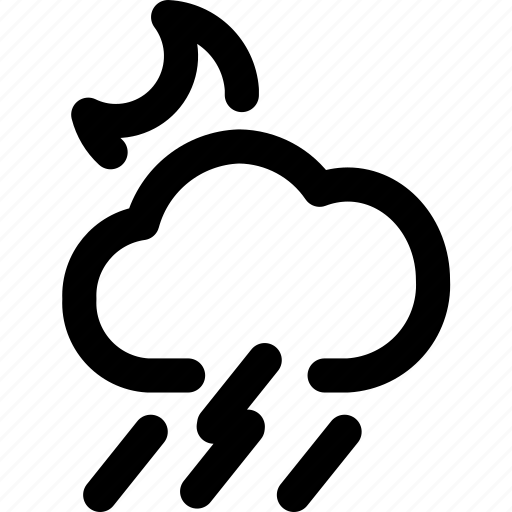 Cloudy, moon, night, rain, thunder, umbrella, weather icon - Download on Iconfinder