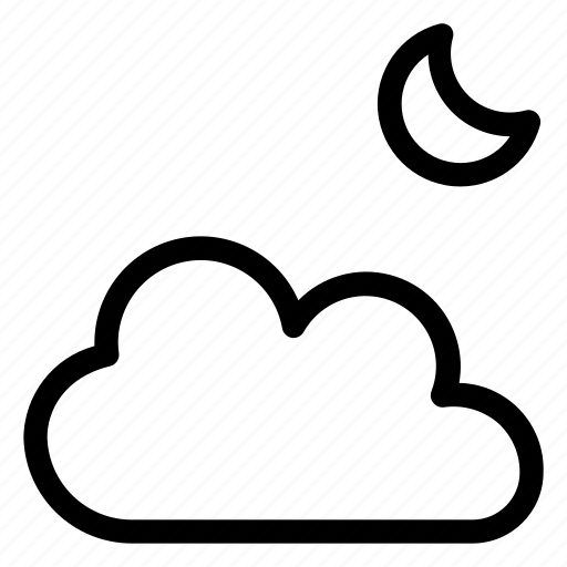Cloud, crescent moon, line, moon, weather icon - Download on Iconfinder