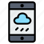 cloud, rain, smartphone, weather 