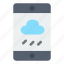 cloud, rain, smartphone, weather 