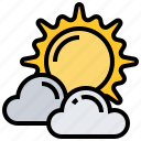 cloudy, partly, sky, sun, weather