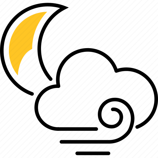 Overcast, night, winds, moon, clouds icon - Download on Iconfinder