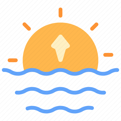 Sun, ocean, arrow, sea, water, waves, sunrise icon - Download on Iconfinder