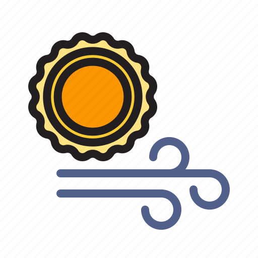 Sunny, sun, wind, forecast, weather icon - Download on Iconfinder