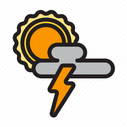 Strike, storm, sunny, cloud, lightning, forecast, weather icon - Download on Iconfinder