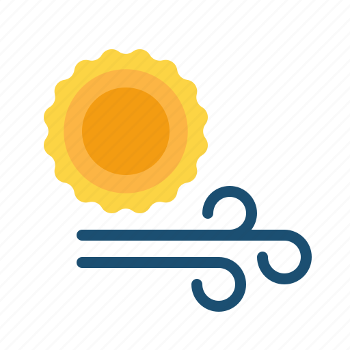 Sunny, sun, wind, forecast, weather icon - Download on Iconfinder